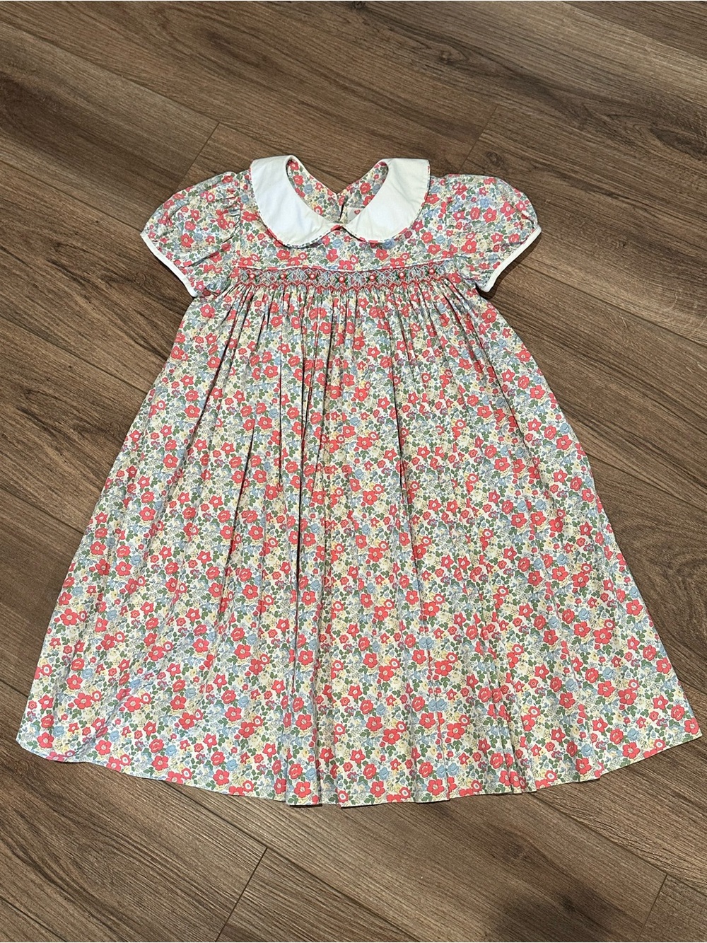 Shrimp & Grits Girls 8 Smocked Floral Peter Pan Collar Kids Dress